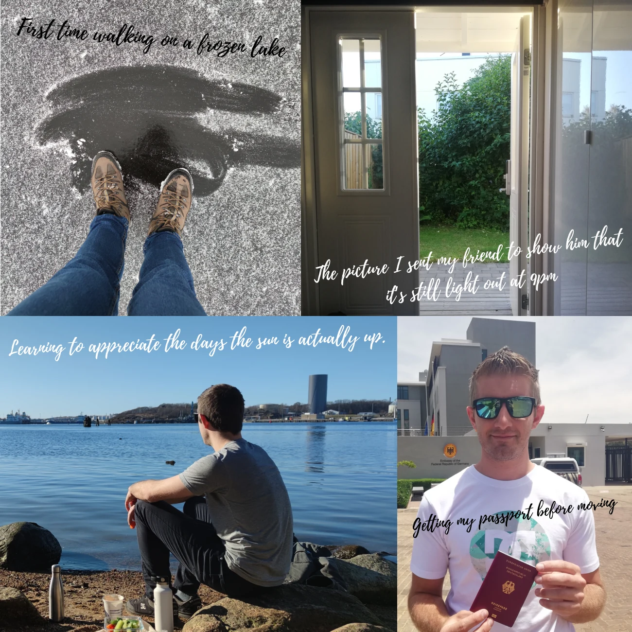 A collage of photographs from moving from South Africa to Sweden